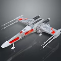 Starfighter Model with Silver Red Accents Multiple Wings and Twin Engines 3d model