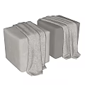 Square Gray Ottoman with Soft Woven Blanket for Modern Living Room Decor