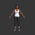 Woman in White Tank Top With Dollar Sign Necklace Purple Headscarf Black Pants and Sneakers