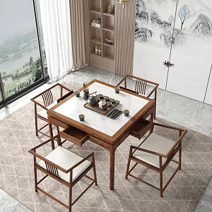 Modern large board table tea table and chair combination tea table tea table tea smothering tea table 3d model
