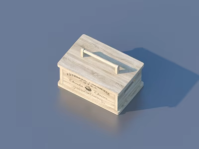 Wooden Storage Box with Handle and Engraved Details for Home Organizing 3d model