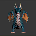 Adorable Blue Dragon Figurine With Orange Wings White Horns And Pink Belly