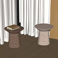 Modern Side Marble Side Corner Round Side Retro Books 3d model