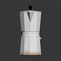 Stainless Steel Moka Pot With Black Handle And Lid On Black Background