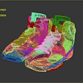 Stylish Black High Top Sneakers With Pink Accents And Blue Sole Design
