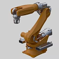 Industrial Robot Arm With Orange And Silver Mechanical Structure For Manufacturing Automation