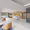 Modern Hospital Outpatient Clinic Lobby With Reception Desk And Comfortable Seating