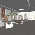 Bright Spacious Clothing Store Interior With Mannequins Hanging Clothes And Potted Tree