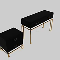 Modern Black Nightstand With Gold Metal Legs And Elegant Drawer Design