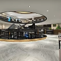 Elegant Piano Showroom With Circular Display Platform And Marble Floor 3d model