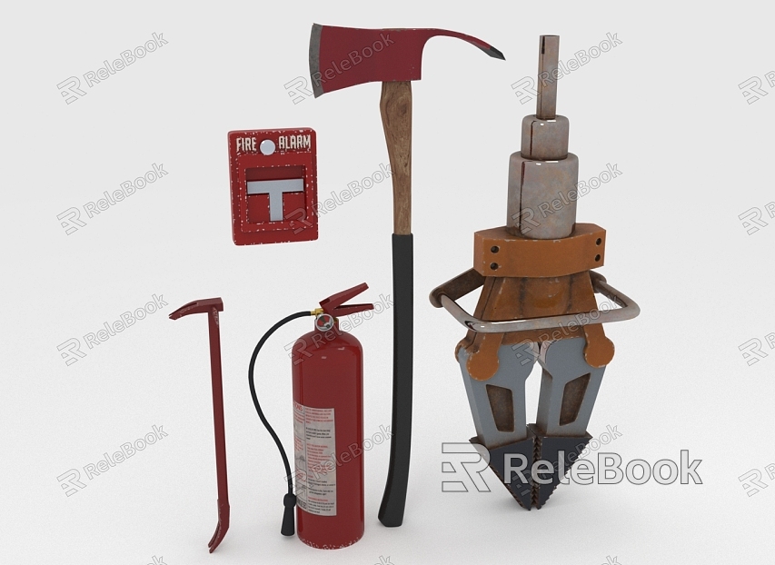 Fire fighting equipment fire extinguisher crowbar life-saving tong fire axe fire alarm bell model