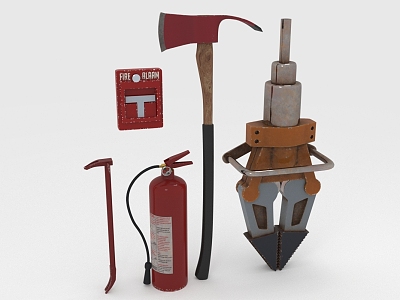 Fire fighting equipment fire extinguisher crowbar life-saving tong fire axe fire alarm bell model