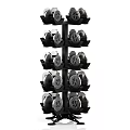 Sports Equipment Multi Tier Storage Rack with Black Design and Silver Helmets
