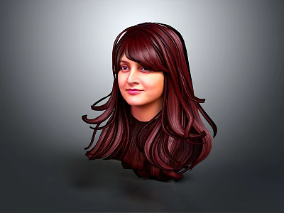 Detailed Animated Game Film Female Character With Long Red Hair 3D Head Design 3d model