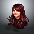 Detailed Animated Game Film Female Character With Long Red Hair 3D Head Design