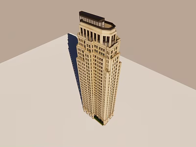 Tall Classical Tower Building With Modern Architectural Design And Decorative Facade 3d model