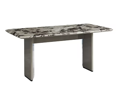 Modern Elegant Dining Table With Marble Pattern Top And Stainless Steel Legs 3d model