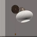Modern Wall Light Fixture With Striped Linen Shade For Interior Decoration