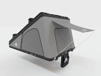 Gray Mesh Outdoor Camping Tent With Extendable Awning And Portable Design 3d model