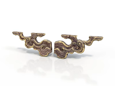 Traditional Style Wood Carving Components Wood Carving Roll Moire Ruyi Moire Chinese Architecture Ancient Architecture Elements Furniture Decoration Carving Components Symmetrical Decoration 3d model