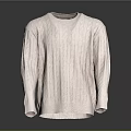 Light Pink Long Sleeved Sweater With Round Neck And Cable Knit Texture