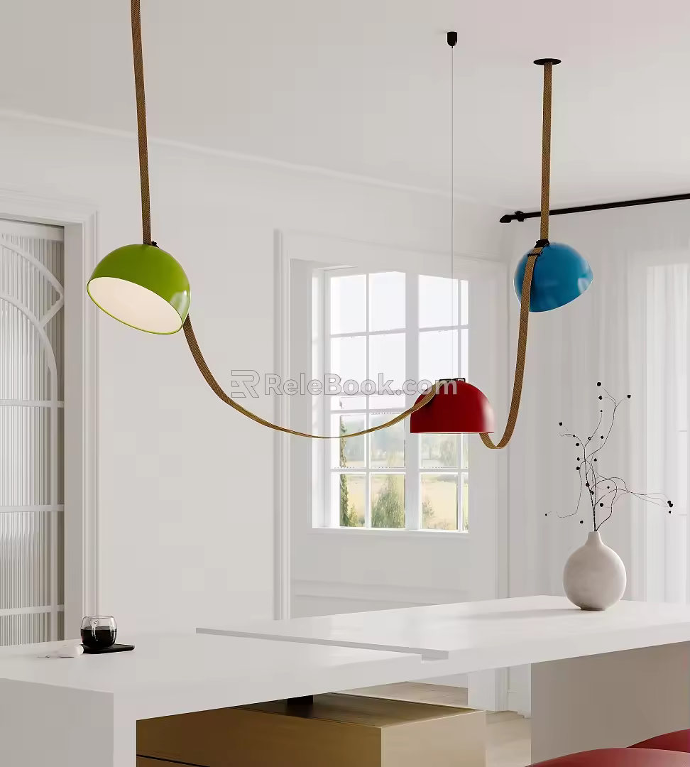 LEUCOS Linear Chandelier Restaurant Chandelier Multi-head Chandelier Dining Table Vase 3d model