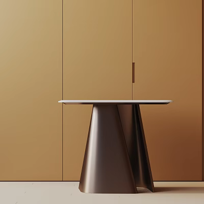 Modern Side Table With Metal Cone Base And White Smooth Top In Interior Space 3d model
