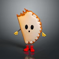 Cartoon Dumpling Character With Anthropomorphic Eyes Arms And Red Shoes