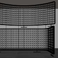 Brown Frame White Grid L Shaped Curved Interior Room Divider Partition Design 3d model