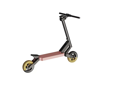 Contemporary Urban Scooter With Black Frame Pink Deck And Gold Wheels Design 3d model