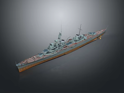 Detailed Historical Military Battleship Water Vessel With Deck Design And Structure 3d model