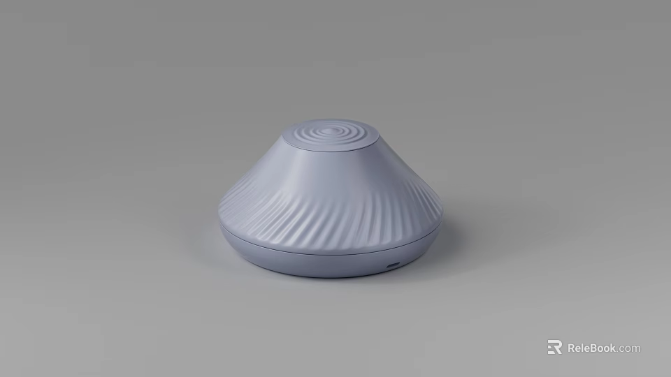 Gray Wireless Speaker Featuring Round Design Spiral Top And Striped Sides 3d model