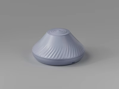 Gray Wireless Speaker Featuring Round Design Spiral Top And Striped Sides 3d model