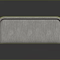 Stylish Gray Tufted Upholstered Bench With Gold Metal Frame And Backrest 3d model