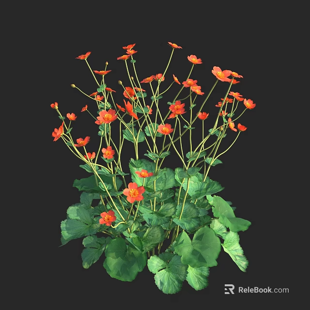Vibrant Orange Flowers With Lush Green Leaves In Garden Plants 3d model 
