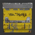 Yellow Metal Crate With Warning Label And Hazard Symbol Worn Surface 3d model