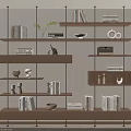 Multi layer Wooden Shelf In Home Living Room With Books Decorations And Ornaments