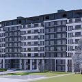 Modern Residential Building High-rise Residential Building 3d model
