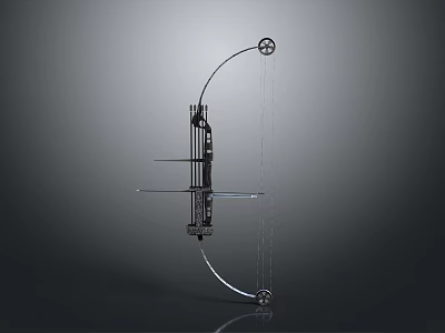 Modern Compound Bow Weapon Featuring Metallic Structure And Bowstring Design 3d model