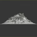 Realistic Stone Mountain Model Showcasing Detailed Rock Texture And White Base 3d model