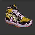 Stylish High Top Athletic Sneakers With Black Yellow White Mesh And Pattern Design