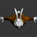 Cute White Rabbit Cartoon Character Wearing Brown Coat And Green Bow Tie