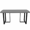 Modern Minimalist Dining Table With Gray Surface And Black Metal Legs 3d model