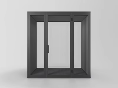 Public Facility Entrance Door With Black Frame And Glass Panels 3d model