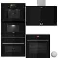 Stylish Black Modern Kitchen Appliances With Oven Microwave And Range Hood
