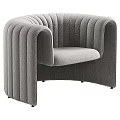 Modern Elegant Gray Accent Chair With Vertical Tufted Back And Curved Arms 3d model