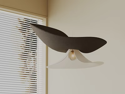 Modern Black and White Pendant Light Design with Natural Light and Window Blinds 3d model