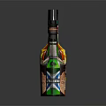 Various Alcohol Bottles and Glassware Displayed on Dark Background with Reflections