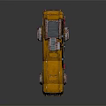 Futuristic Yellow Bus With Mechanical Roof Equipment Red Accents And Metallic Parts
