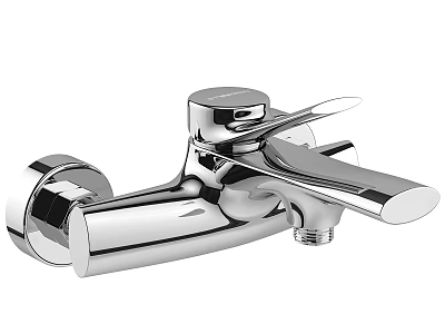 Sleek Modern Chrome Faucet With Single Handle Design And Polished Surface Finish 3d model